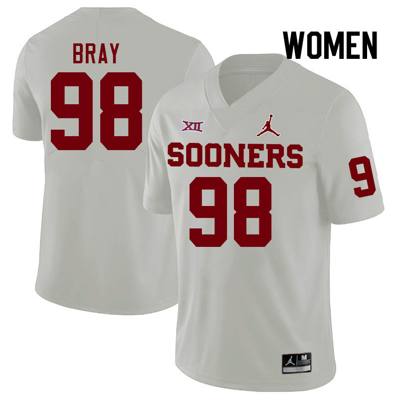 Women #98 Hayden Bray Oklahoma Sooners College Football Jerseys Stitched-White